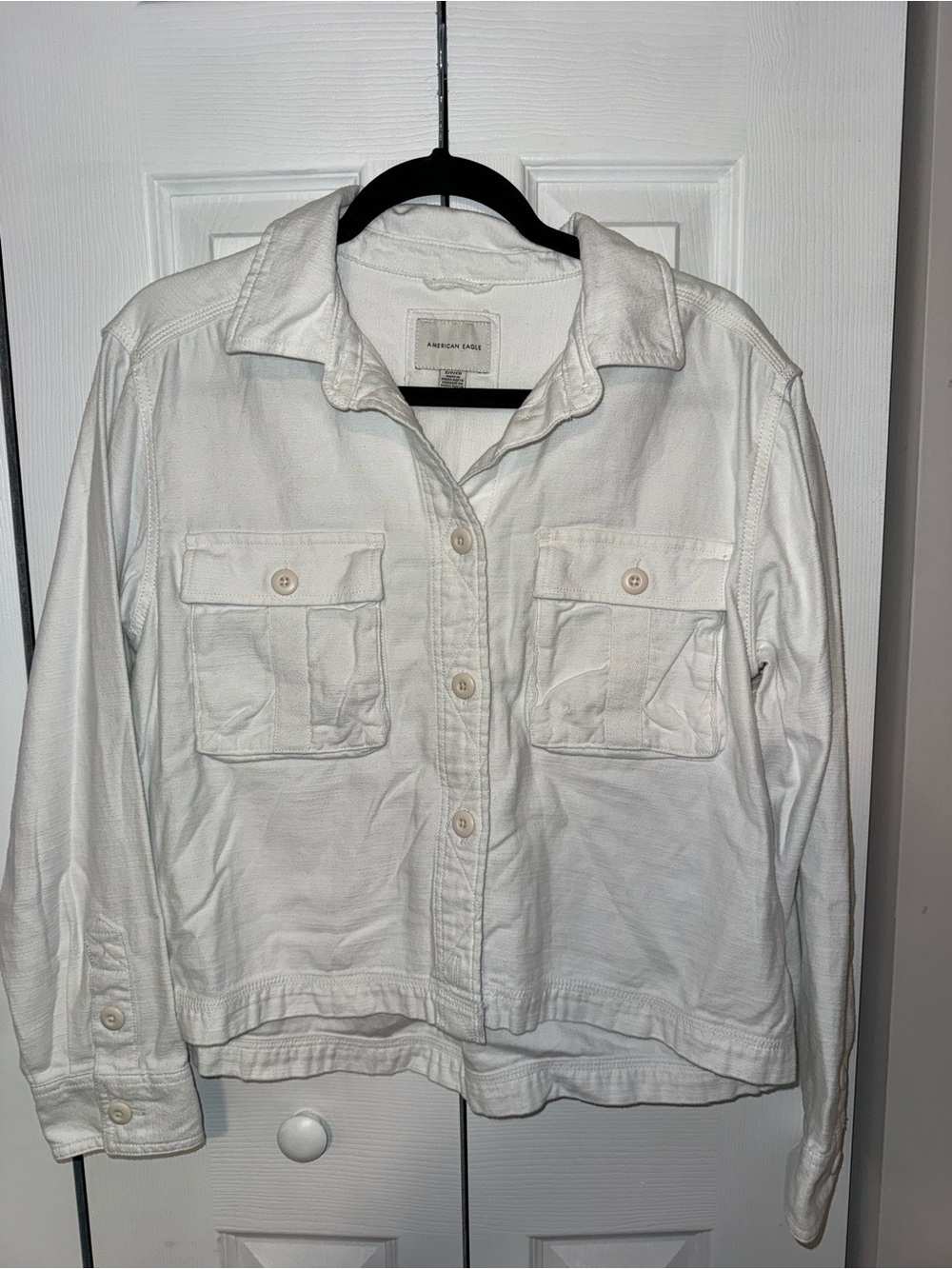 American Eagle Outfitters White Button-Front Denim Jacket